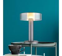 Globo Lámpara de mesa LED Grant, altura 31 cm, gris humo, metal