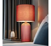 Globo Lámpara de mesa Sofia, roja, altura 50 cm, tela/cristal