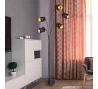 Globo Lámpara de pie Clarke, negro/oro, 5 luces