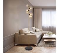 Globo Lámpara de pie Riha, altura 155 cm, color ámbar/latón, metal