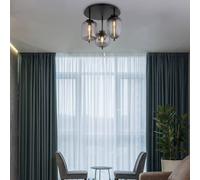 Globo Lámpara de techo Blacky, negro/gris humo, Ø 46 cm, cristal, 3 luces.