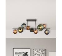 Globo Lámpara de techo Riha, longitud 87 cm, gris humo/negro, 9 luces.