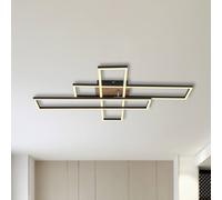 Globo Lámpara LED de techo Dakari, longitud 80 cm, negro/madera, 3 luces. EC:EPREL:1858556