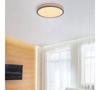 Globo Lámpara LED de techo Doro, Ø 45 cm, grafito oscuro/madera, madera, CCT EC:EPREL:1671433