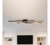 Globo Lámpara LED de techo Geronimo, longitud 108 cm, negro/aspecto madera EC:EPREL:1666457