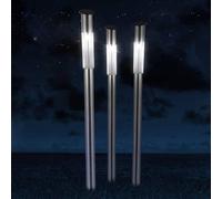 Globo Lámpara solar con anclaje Fania acero, set 3 u.