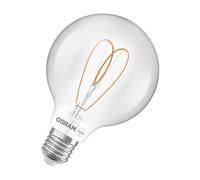OSRAM Vintage 1906 Globe es una regulable de color blanco cálido con forma de bola clásica con filamento. Ofrece 7,2 W para 806 lm, E27, cristal transparente, 95 mm de diámetro, 2700 K, EEK E.