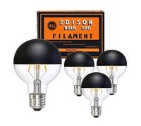 Globo LED Vintage decorativo Efecto Espejo Negro G80 E27 6W 2700K 4PCS | Acabado semicromado negro para una luz antideslumbrante. Crea un ambiente retro para tu dormitorio, cafetería y restaurante.