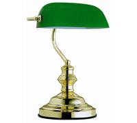 Globo Lámpara de mesa antigua, latón/verde, altura 36 cm, metal