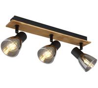 Globo Lighting Claude lámpara de techo 3x40 W negro-ahumado-madera 54307-3W
