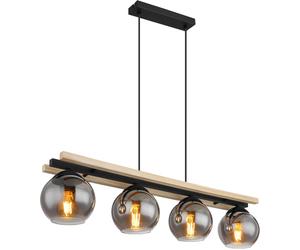 Globo Lighting Conni lámpara colgante 4x25 W negro-humado-madera 15569-4H