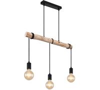 Globo Lighting Gregor lámpara colgante 3x60 W negro-madera 15539-3H