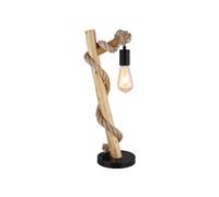 GLOBO LIGHTING Lámpara de mesa de 1 foco, con varilla de madera y cuerda de cáñamo, altura 53,5 cm