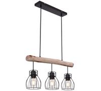 Globo Lighting Mina lámpara colgante 3x40 W negro-madera 15326-3N