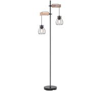 Globo Lighting Mina lámpara de pie 2x40 W negro-madera 15326-2SN