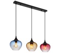 Globo Lighting Sander lámpara colgante 3x60 W negro-azul-ámbar-rojo 15748-3H