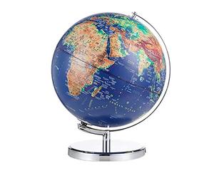 globo, Mapa del mundo con globo terráqueo, control en chino e inglés, 30 cm, azul oscuro, satélite, relieve estéreo 3D luces