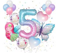Globo Mariposa 5 Cumpleaños Niña Decoracion Cumpleaños Globos de Mariposas Decoración Cumpleaños Niña 5 Años Globos de Papel de Aluminio de Mariposa para Niños Temática Fiesta Decoración