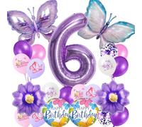 Globo mariposa 6er cumpleaños niña decoración,cumpleaños niña 6 años,globo foil mariposa morado,decoracion fiesta cumpleaño niños