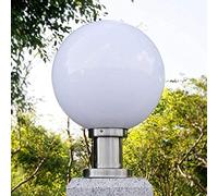 Globo Moderno Columna Luz Linterna Pantalla De Acrílico Blanco Lechoso Luces De Paisaje Luces De Calle Esféricas De Acero Inoxidable Aluminio Exterior Impermeable E27 Lámparas De Poste De Pilar,20