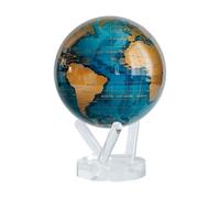 Globo MOVA Mapa Mundial Azul y Oro 4.5"con Base Globo Giratorio Solar, Regalo Único, Decoración para Hogar y Oficina para Hombres, Mujeres y Niños