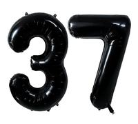 Globo negro de 40 pulgadas con números 37, globos negros 37 globos decorativos para cumpleaños, 37 globos gigantes de helio, 73 globos gigantes, decoración para fiestas, bodas, cumpleaños número 37/73