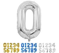 Globo Numero 0 plata 40" Grande Globos Foil Globo Numeros 100cm Globo Cumpleaños 0 Años Globos de Helio Decoracion 0 Cumpleaños Aniversario Boda Baby Shower Fiesta Decoración Niño Niña