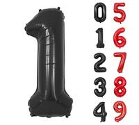 Globo Numero 1 Negros 40" Grande Globos Foil Globo Numeros 100cm Globo Cumpleaños 1 Años Globos de Helio Decoracion 1 Cumpleaños Aniversario Boda Baby Shower Fiesta Decoración Niño Niña