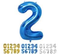 Globo Numero 2 Azul 40" Grande Globos Foil Globo Numeros 100cm Globo Cumpleaños 2 Años Globos de Helio Decoracion 2 Cumpleaños Aniversario Boda Baby Shower Fiesta Decoración Niño Niña
