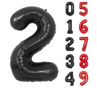 Globo Numero 2 Negros 40" Grande Globos Foil Globo Numeros 100cm Globo Cumpleaños 2 Años Globos de Helio Decoracion 2 Cumpleaños Aniversario Boda Baby Shower Fiesta Decoración Niño Niña