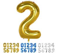 Globo Numero 2 Oro 40" Grande Globos Foil Globo Numeros 100cm Globo Cumpleaños 2 Años Globos de Helio Decoracion 2 Cumpleaños Aniversario Boda Baby Shower Fiesta Decoración Niño Niña