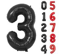 Globo Numero 3 Negros 40" Grande Globos Foil Globo Numeros 100cm Globo Cumpleaños 3 Años Globos de Helio Decoracion 3 Cumpleaños Aniversario Boda Baby Shower Fiesta Decoración Niño Niña