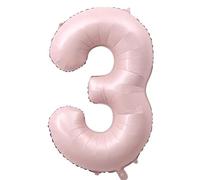 Globo número 3 rosa bebé, helio 3, globo de cumpleaños número para 3 decoraciones de cumpleaños de 40 pulgadas, 101 cm, color rosa bebé 3