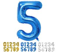 Globo Numero 5 Azul 40" Grande Globos Foil Globo Numeros 100cm Globo Cumpleaños 5 Años Globos de Helio Decoracion 5 Cumpleaños Aniversario Boda Baby Shower Fiesta Decoración Niño Niña