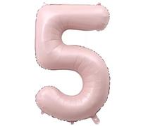 Globo número 5 rosa bebé, helio 5, globo de cumpleaños número para 5 decoración de cumpleaños de 40 pulgadas, 101 cm, color rosa bebé 5