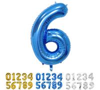 Globo Numero 6 Azul 40" Grande Globos Foil Globo Numeros 100cm Globo Cumpleaños 6 Años Globos de Helio Decoracion 6 Cumpleaños Aniversario Boda Baby Shower Fiesta Decoración Niño Niña