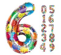 Globo Número 6 de 40 Pulgadas, Globo de Cumpleaños Colorido para Niño Niña, Jumbo Foil Mylar con Helio para Fiesta de Cumpleaños, Aniversario y Eventos, Decoraciones para 6º, 16, 60, 61, 65 Años