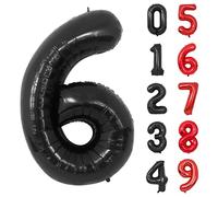 Globo Numero 6 Negros 40" Grande Globos Foil Globo Numeros 100cm Globo Cumpleaños 6 Años Globos de Helio Decoracion 6 Cumpleaños Aniversario Boda Baby Shower Fiesta Decoración Niño Niña