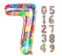 Globo Número 7 de 40 Pulgadas, Jumbo Colorido Decoración de Siete Cumpleaños, Globo Mylar Foil para Fiestas de 7 17 27 70 Años, para Compromiso, Boda, Graduaciones, Niños y Adultos