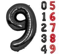 Globo Numero 9 Negros 40" Grande Globos Foil Globo Numeros 100cm Globo Cumpleaños 9 Años Globos de Helio Decoracion 9 Cumpleaños Aniversario Boda Baby Shower Fiesta Decoración Niño Niña