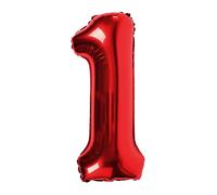 Globo Número Rojo 100cm Gigante Globo Mylar Grande Ideal para Fiesta Apto para Helio - Número 1