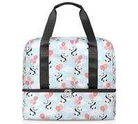 Globo Panda Bolsa de lona deportiva para mujeres, hombres y niños, Kirls Cartoon Panda Weekend Overnight Bags Wet Seperated 21 L Tote Bag for Travel Gym Yoga, color, 21L, Organizador de bolsas