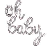 Globo para OH Baby Silver Foil Mylar Globos Cursivos Letra Banner Cumpleaños Decoración Suministros Pequeño Baby Shower de 16 pulgadas