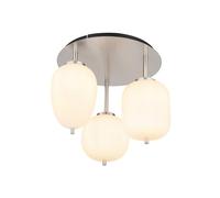 Globo Plafón Blacky I, níquel/opal, Ø 46 cm, 3 luces, cristal