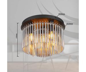 Globo Plafón Gorley, negro/gris humo, Ø 32 cm Metal/vidrio