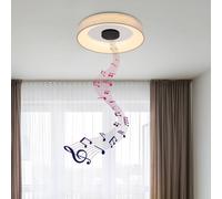 Globo Plafón LED inteligente Terpsa, blanco/gris, Ø 46,8 cm, tela