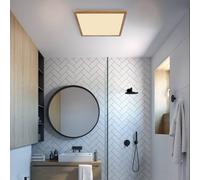 Globo Plafón LED Sapana, longitud 29,5 cm, aspecto de madera