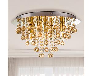 Globo Plafón London, Ø 46 cm, 5 luces, color dorado, cristal acrílico