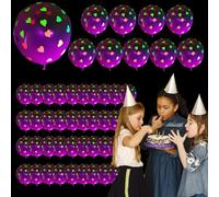Globo Que En La Oscuridad - Látex De 12 Pulgadas (50 Piezas) | Globos Fluorescentes Color | Decoración De De Globos De Neón En Forma De Corazón, Suministros Luminosos Para Fiest