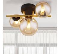 Globo Riha Plafón LED, ámbar, longitud 28,5 cm, 3 luces, cristal True
